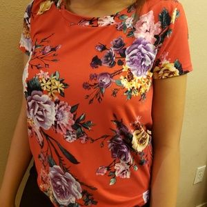 Red floral top